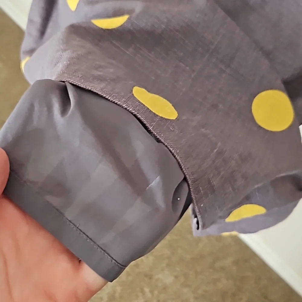 Boden Womens Dress Sz 6 Gray Yellow Polka Dot Belted Sheath Cotton Linen Preppy - Picture 6 of 11